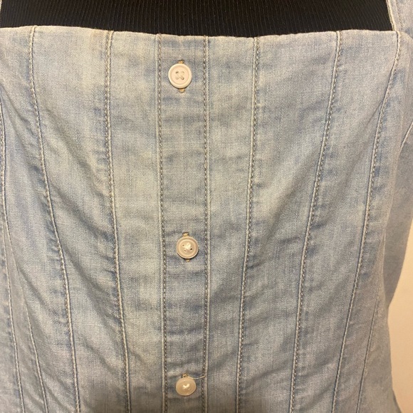 VERONICA BEARD $295 FADE DENIM PEPLUM SQAURE NECK TANK TOP SIZE 12 GUC - Picture 3 of 11